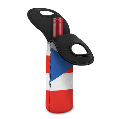 Puerto Rican Flag Print Single Neoprene Wine Tote