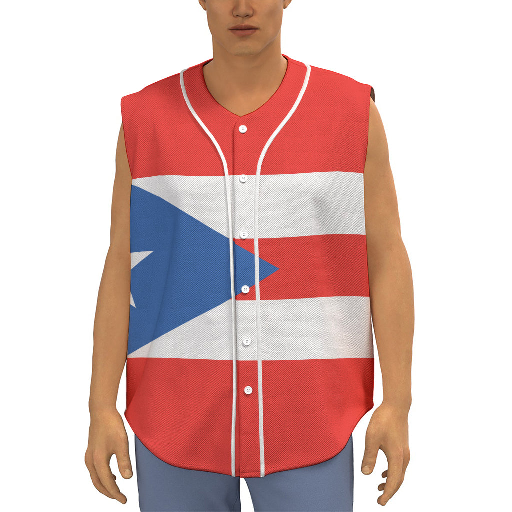Puerto Rican Flag Print Sleeveless Baseball Jersey
