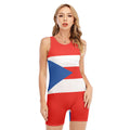 Puerto Rican Flag Print Sleeveless One Piece Swimsuit