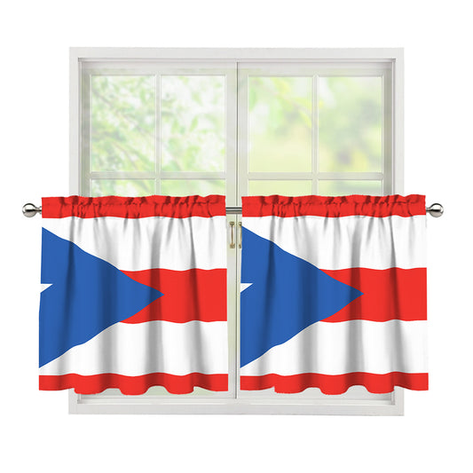 Puerto Rican Flag Print Tier Curtains