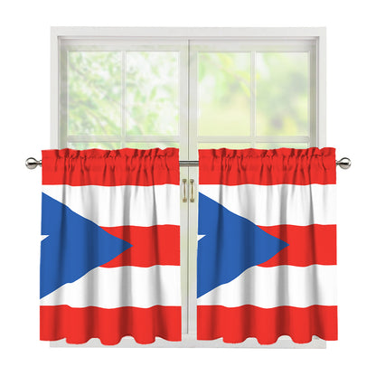 Puerto Rican Flag Print Tier Curtains