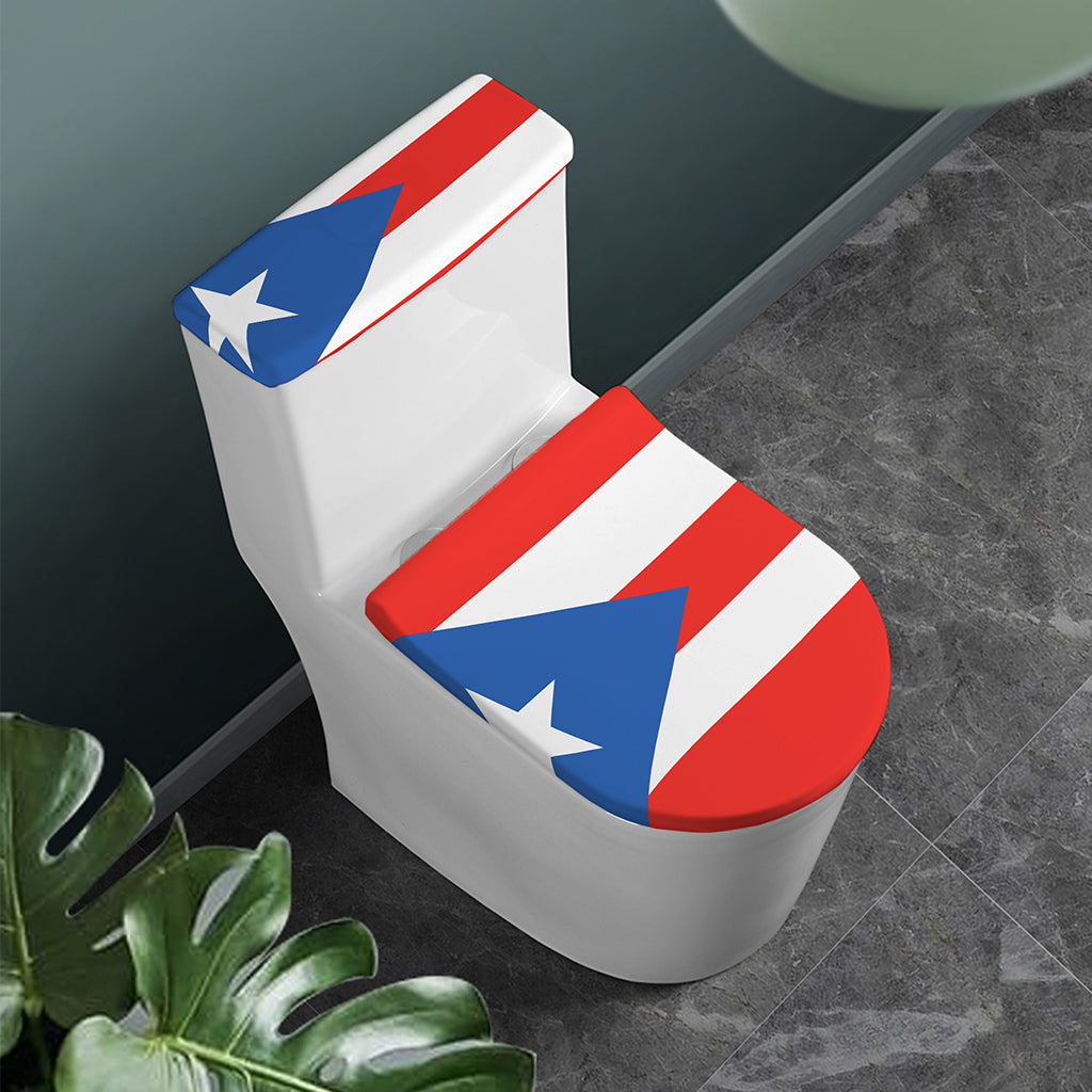 Puerto Rican Flag Print Toilet Lid And Tank Cover Set