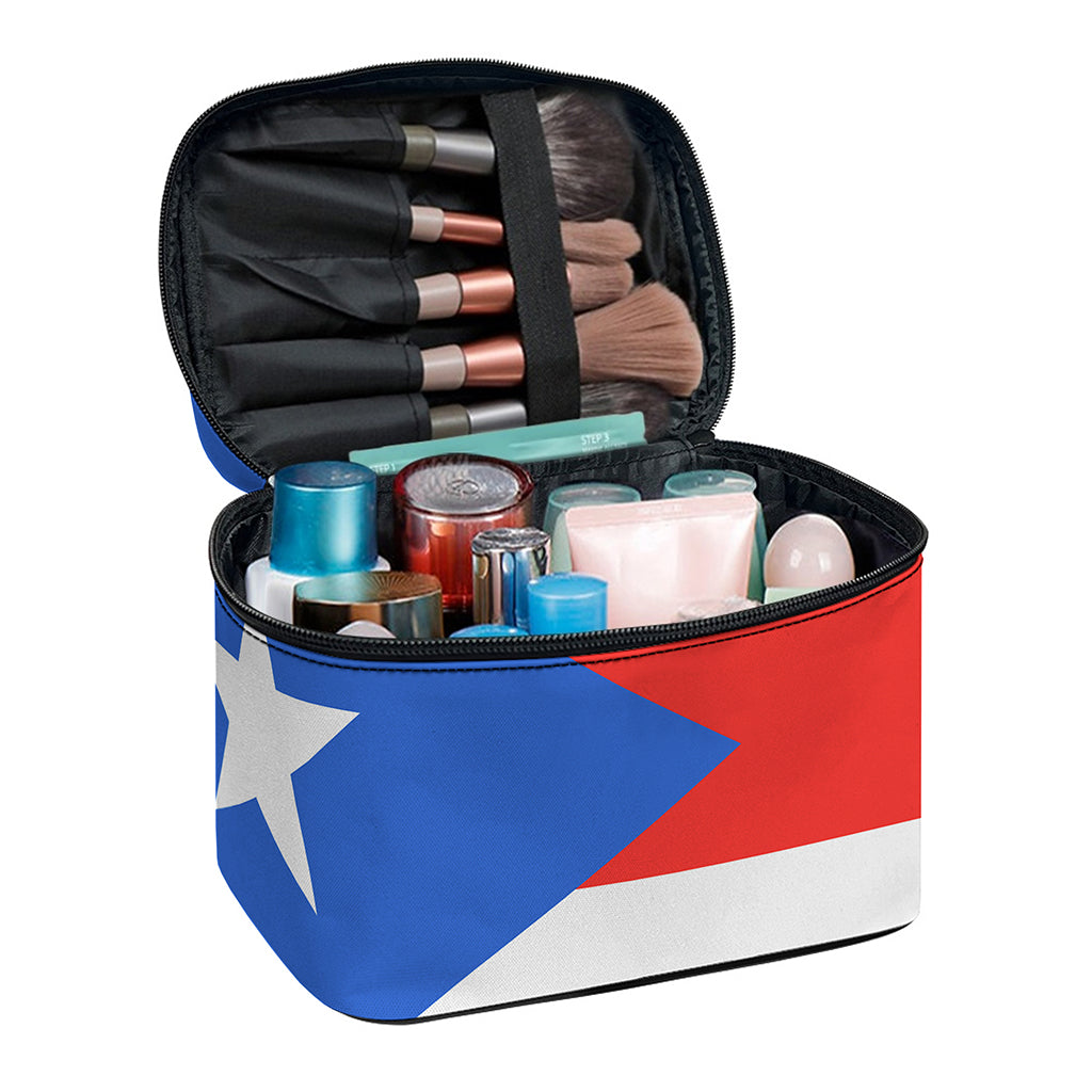 Puerto Rican Flag Print Travel Makeup Bag