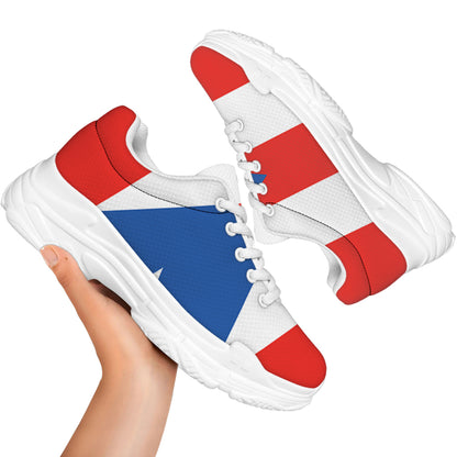 Puerto Rican Flag Print White Chunky Shoes