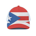 Puerto Rican Flag Print White Mesh Trucker Hat