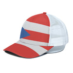 Puerto Rican Flag Print White Mesh Trucker Cap