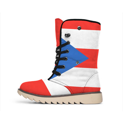 Puerto Rican Flag Print Winter Boots