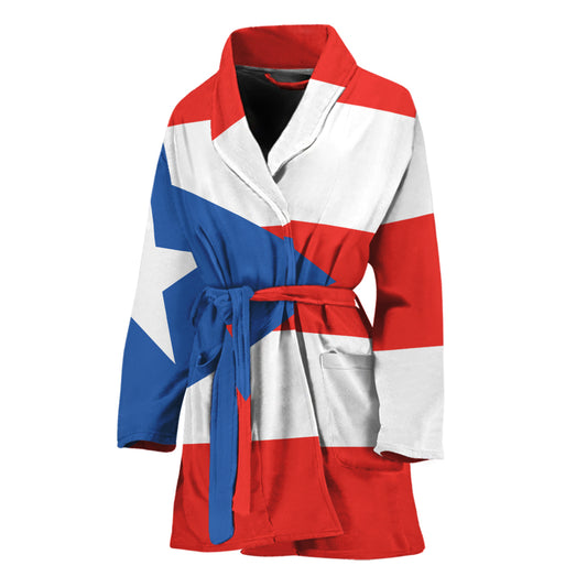 Puerto Rican Flag Print Women's Bathrobe