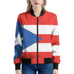 Puerto Rican Flag Print Women's Bomber Jacket