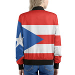 Puerto Rican Flag Print Women's Bomber Jacket