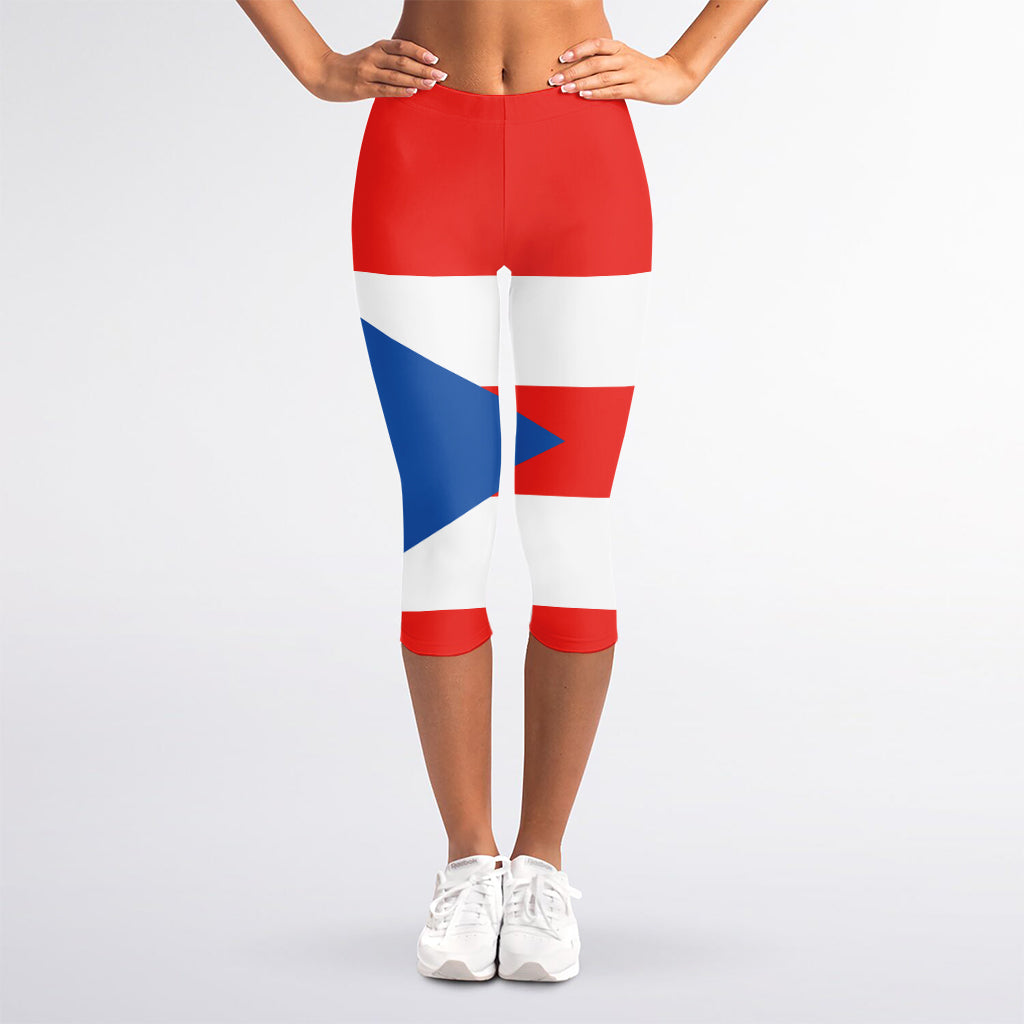 Puerto Rican Flag Print Women's Capri Leggings