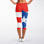 Puerto Rican Flag Print Women's Capri Leggings