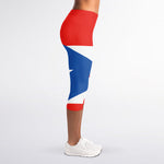 Puerto Rican Flag Print Women's Capri Leggings