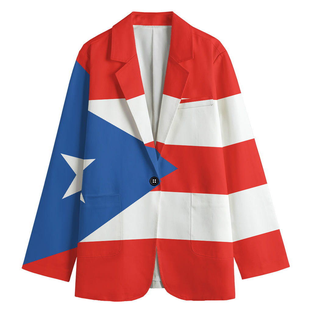 Puerto Rican Flag Print Women's Cotton Blazer
