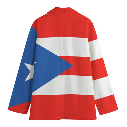 Puerto Rican Flag Print Women's Cotton Blazer