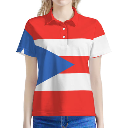 Puerto Rican Flag Print Women's Polo Shirt