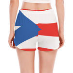 Puerto Rican Flag Print Women's Split Running Shorts