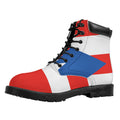 Puerto Rican Flag Print Padded Collar Lace Up Boots