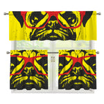 Pug With Glasses Portrait Print 3 Piece Kitchen Curtains