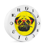 Pug With Glasses Portrait Print Alarm Clock