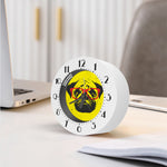 Pug With Glasses Portrait Print Alarm Clock