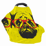 Pug With Glasses Portrait Print Baby Seat Cover