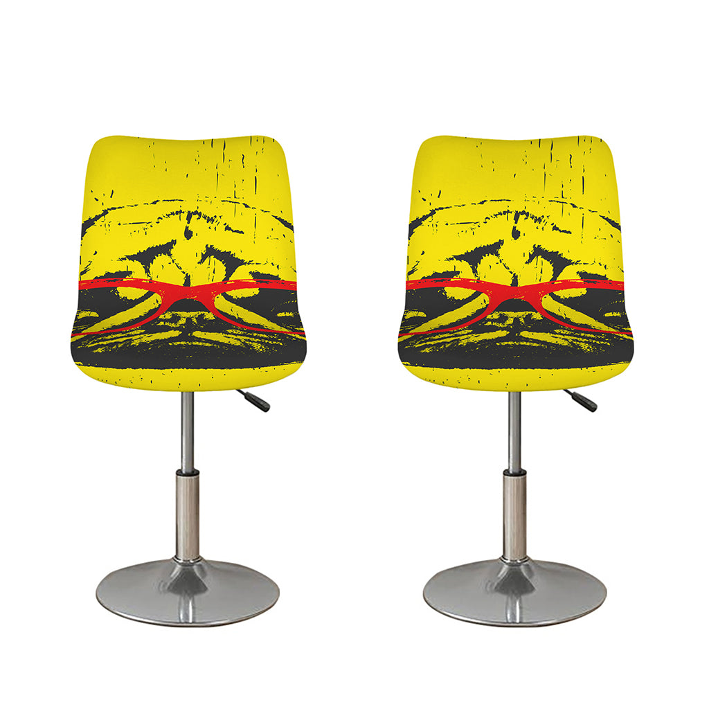 Pug With Glasses Portrait Print Bar Stool Covers