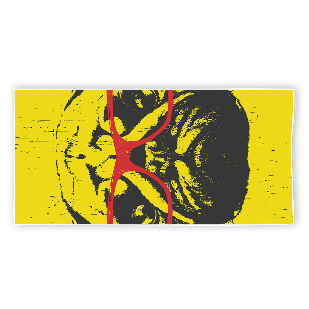 Pug With Glasses Portrait Print Beach Towel