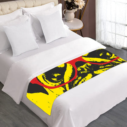 Pug With Glasses Portrait Print Bed Runner