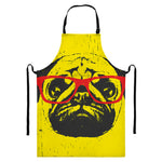 Pug With Glasses Portrait Print Bib Apron With Pocket