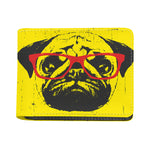 Pug With Glasses Portrait Print Bifold Wallet