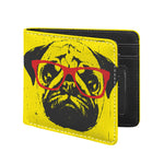 Pug With Glasses Portrait Print Bifold Wallet