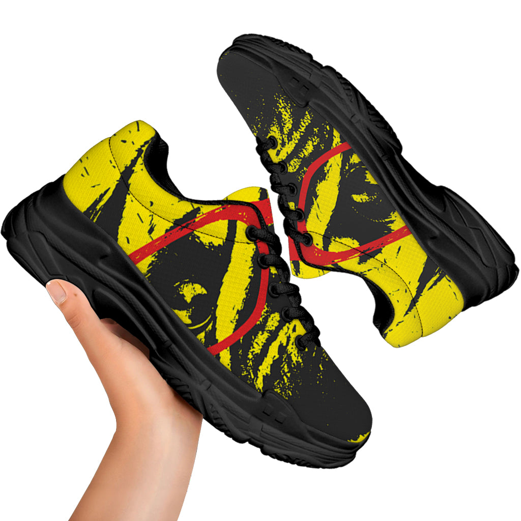 Pug With Glasses Portrait Print Black Chunky Shoes