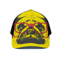 Pug With Glasses Portrait Print Black Mesh Trucker Hat