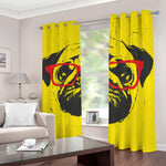 Pug With Glasses Portrait Print Blackout Grommet Curtains