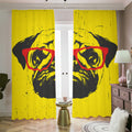 Pug With Glasses Portrait Print Dimout Pencil Pleat Curtains