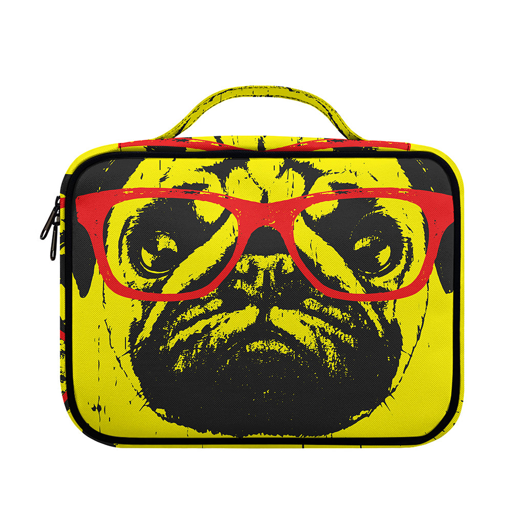 Pug With Glasses Portrait Print Briefcase Bible Bag