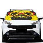 Pug With Glasses Portrait Print Car Windshield Snow Cover