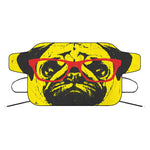 Pug With Glasses Portrait Print Car Windshield Snow Cover