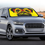 Pug With Glasses Portrait Print Car Windshield Sun Shade