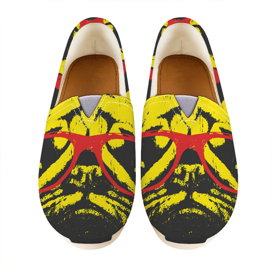 Pug With Glasses Portrait Print Casual Shoes