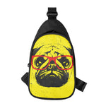 Pug With Glasses Portrait Print Chest Bag