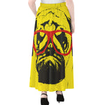 Pug With Glasses Portrait Print Chiffon Maxi Skirt