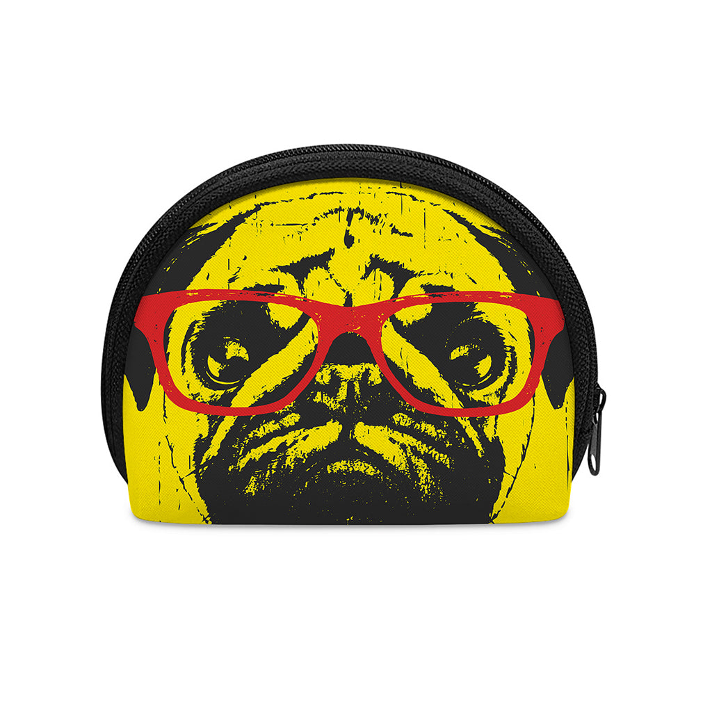 Pug With Glasses Portrait Print Coin Purse