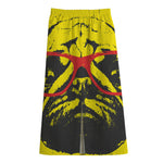 Pug With Glasses Portrait Print Cotton Front Slit Maxi Skirt
