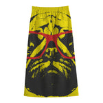 Pug With Glasses Portrait Print Cotton Front Slit Maxi Skirt