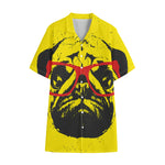 Pug With Glasses Portrait Print Cotton Hawaiian Shirt
