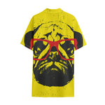 Pug With Glasses Portrait Print Cotton Hawaiian Shirt