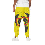 Pug With Glasses Portrait Print Cotton Pants