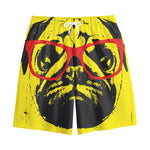 Pug With Glasses Portrait Print Cotton Shorts